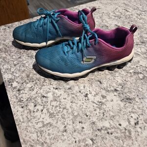 Skechers Women's Teal-to-Purple Gradient Athletic Sneakers Oam Soles